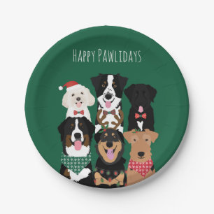 Happy Pawlidays Cute Christmas Paper Plate