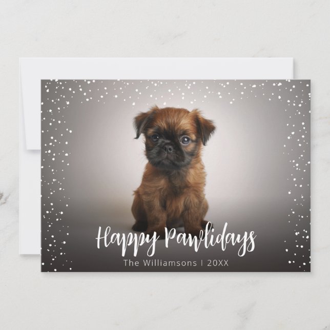 Happy Pawlidays Cute Dog Photo Christmas  Holiday Card (Front)