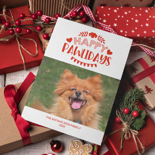 Happy Pawlidays Cute Dog Photo Holiday Card