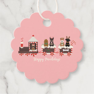 Happy Pawlidays Dog Christmas Holiday Train Favour Tags