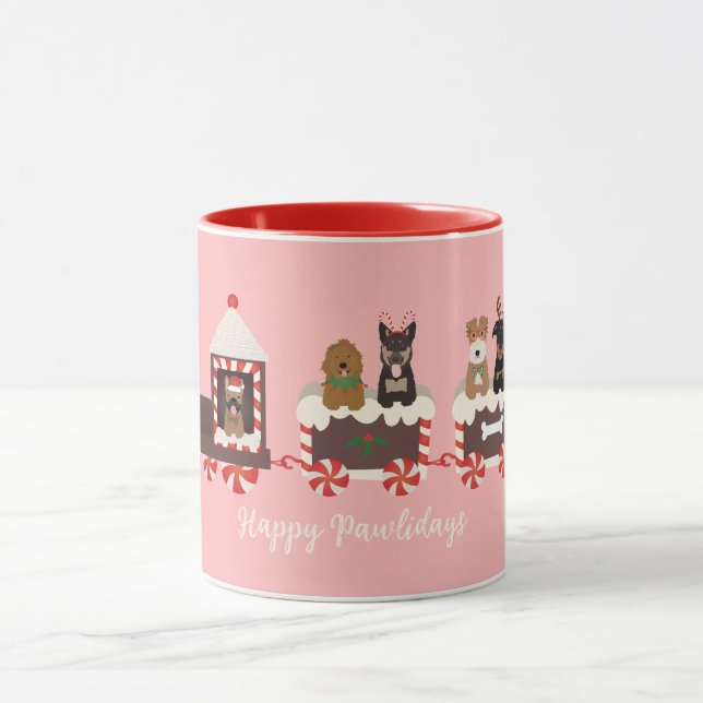Happy Pawlidays Dog Christmas Holiday Train Mug (Center)