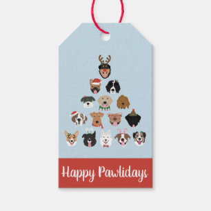 Happy Pawlidays Dog Christmas Tree Gift Tags