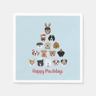 Happy Pawlidays Dog Christmas Tree Napkin