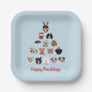 Happy Pawlidays Dog Christmas Tree Paper Plate