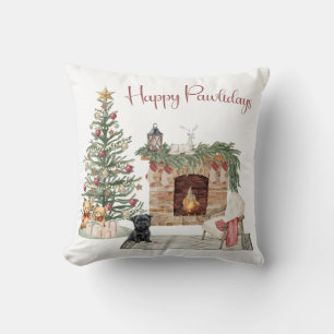 Happy Pawlidays Dog Design- Affenpinscher Throw Pillow