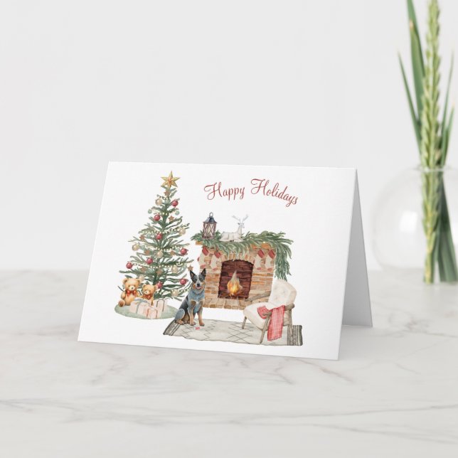 Happy Pawlidays Dog Design- Australian Cattle Dog  Card (Front)