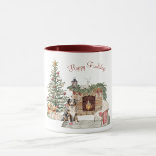 Happy Pawlidays Dog Design- Australian Shepherd Mug