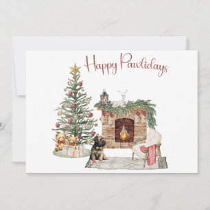 Happy Pawlidays Dog Design- Briard Holiday Card