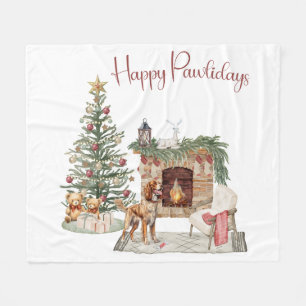 Happy Pawlidays Dog Design- Brittany Spaniel Fleece Blanket