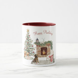 Happy Pawlidays Dog Design- Chocolate Labrador Mug