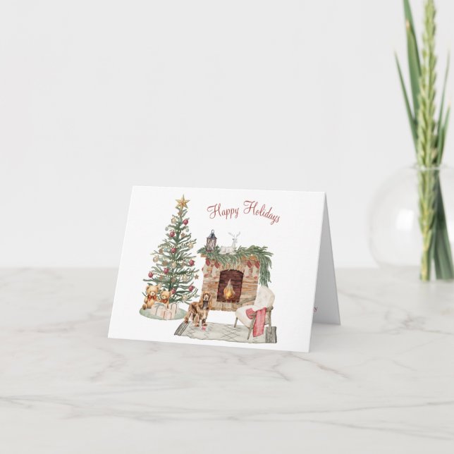 Happy Pawlidays Dog Design- Cocker Spaniel Holiday Card (Front)
