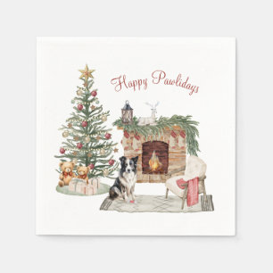 Happy Pawlidays Dog Design- Collie Napkin