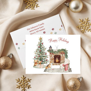 Happy Pawlidays Dog Design- Corgi Holiday Card