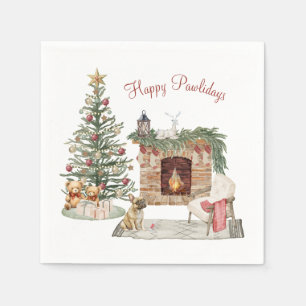 Happy Pawlidays Dog Design- French Bulldog Napkin