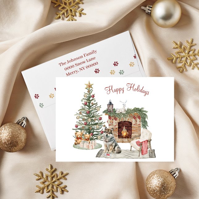 Happy Pawlidays Dog Design- Husky Holiday Card (Creator Uploaded)