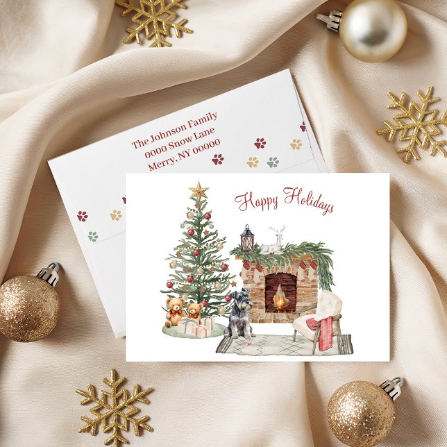 Happy Pawlidays Dog Design- Miniature Schnauzer Holiday Card (Creator Uploaded)