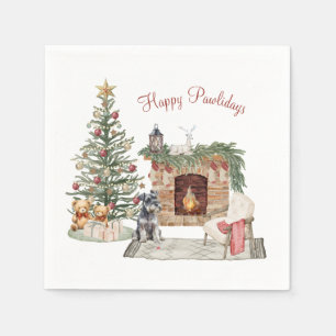Happy Pawlidays Dog Design- Miniature Schnauzer Napkin