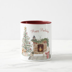 Happy Pawlidays Dog Design- Pug Mug