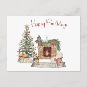Happy Pawlidays Dog Design- Yorkie Postcard