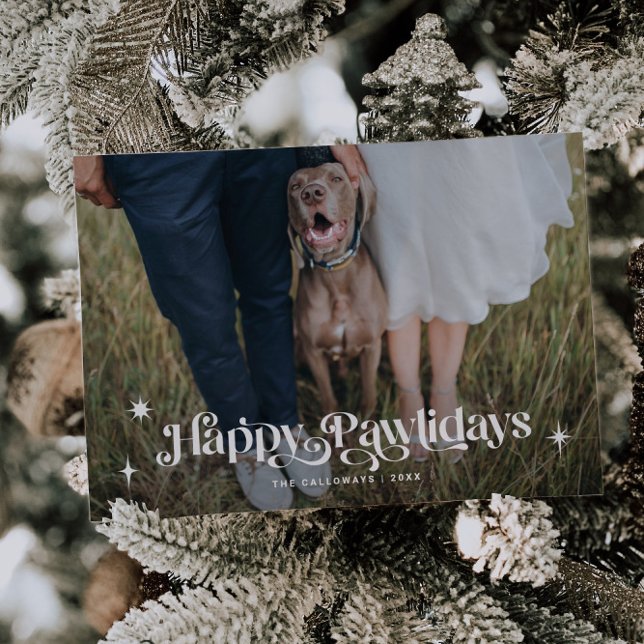 Happy Pawlidays Dog Horizontal Photo Christmas Holiday Card (Creator Uploaded)