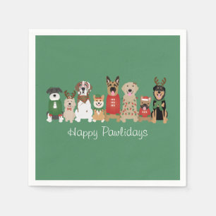 Happy Pawlidays Dogs Red Green Napkin