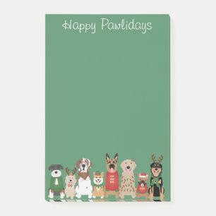 Happy Pawlidays Dogs Red Green Post-it Notes