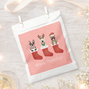 Happy Pawlidays French Bulldogs Christmas Stocking Favour Bag