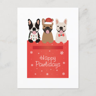 Happy Pawlidays French Bulldogs Postcard