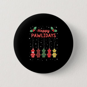 Happy Pawlidays Funny Christmas Dog Paw Xmas Dogs  2 Inch Round Button
