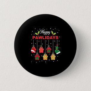 Happy Pawlidays Funny Christmas Dog Paw Xmas Dogs  2 Inch Round Button