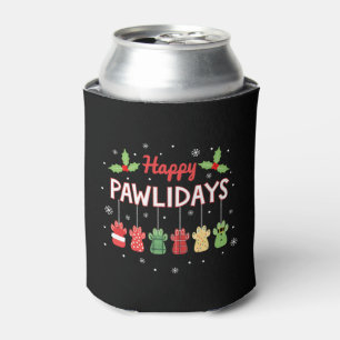 Happy Pawlidays Funny Christmas Dog Paw Xmas Dogs Can Cooler