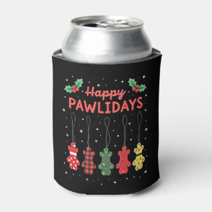 Happy Pawlidays Funny Christmas Dog Paw Xmas Dogs  Can Cooler
