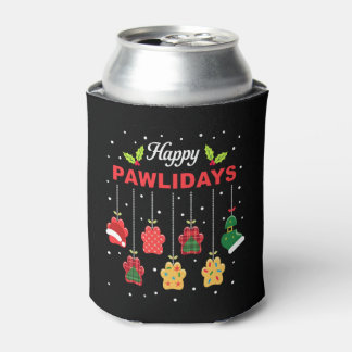Happy Pawlidays Funny Christmas Dog Paw Xmas Dogs  Can Cooler