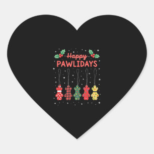 Happy Pawlidays Funny Christmas Dog Paw Xmas Dogs  Heart Sticker