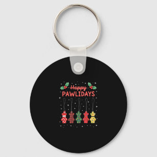 Happy Pawlidays Funny Christmas Dog Paw Xmas Dogs  Keychain