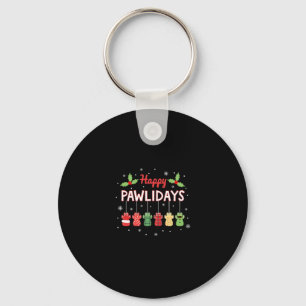 Happy Pawlidays Funny Christmas Dog Paw Xmas Dogs  Keychain