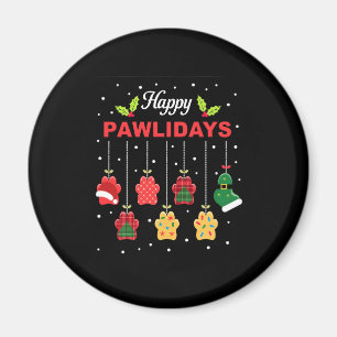 Happy Pawlidays Funny Christmas Dog Paw Xmas Dogs Magnet