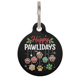 Happy Pawlidays Funny Christmas Dog Paw Xmas Dogs Pet Tag