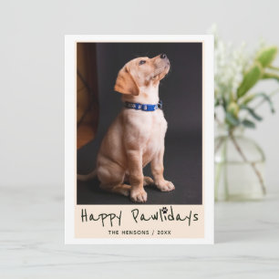 Happy Pawlidays Funny Pun Pet Photo Holiday Card