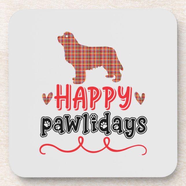 Happy Pawlidays | Funny Word Pun Coaster (Front)