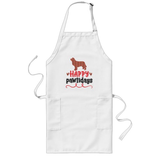 Happy Pawlidays | Funny Word Pun Long Apron (Front)