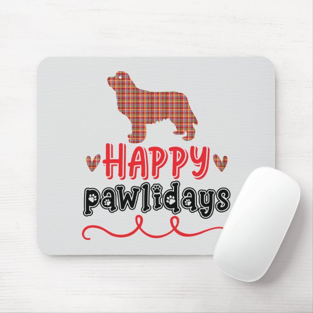 Happy Pawlidays | Funny Word Pun Mouse Pad (With Mouse)