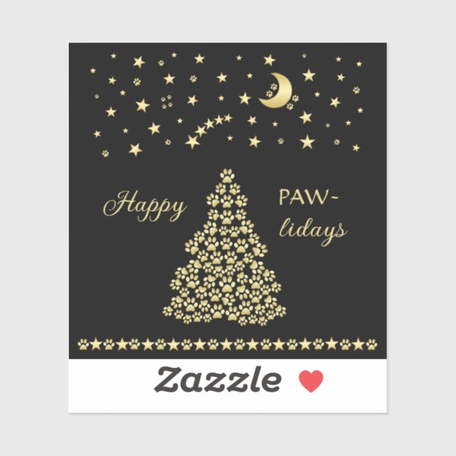 Happy Pawlidays, Gold shiny Paw Christmas tree (Sheet)