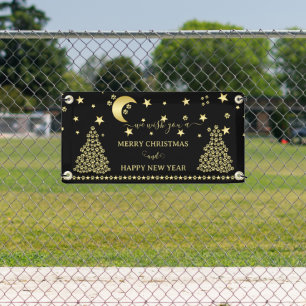 Happy Pawlidays, Gold shiny Paw Christmas tree Banner