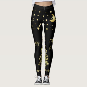 Happy Pawlidays, Gold shiny Paw Christmas tree Leggings
