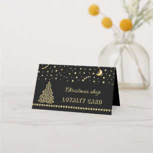 Happy Pawlidays, Gold shiny Paw Christmas tree Loyalty Card
