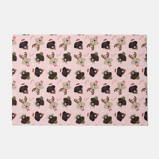 Happy Pawlidays Labrador Retriever Dogs Doormat (Front)