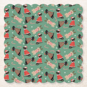 Happy Pawlidays Labrador Retriever Dogs Paper Coaster
