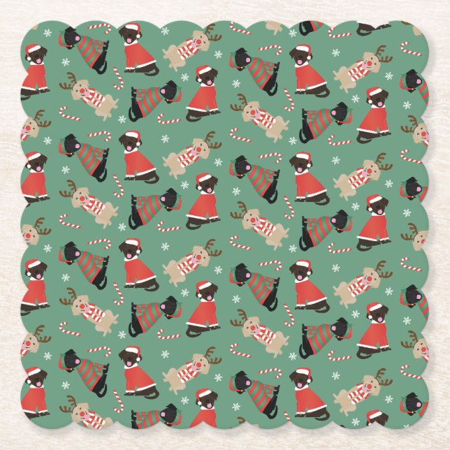 Happy Pawlidays Labrador Retriever Dogs Paper Coaster (Front)