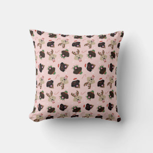 Happy Pawlidays Labrador Retriever Dogs Throw Pillow